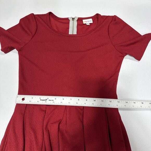 Lularoe Women's Dress Sz XS Fit & Flare Red Pleated Pockets Stylish Short Sleeve - Picture 9 of 12